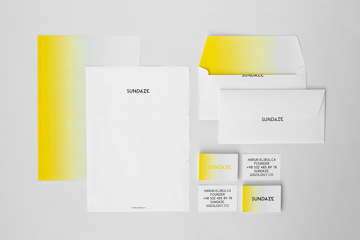 SUNDAZE yellow identity and stationery system