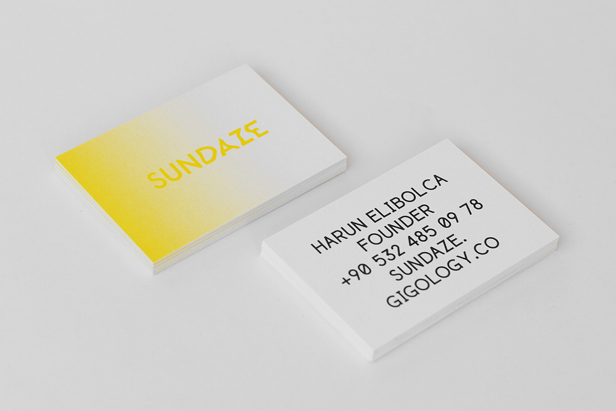 SUNDAZE business cards and graphic identity details