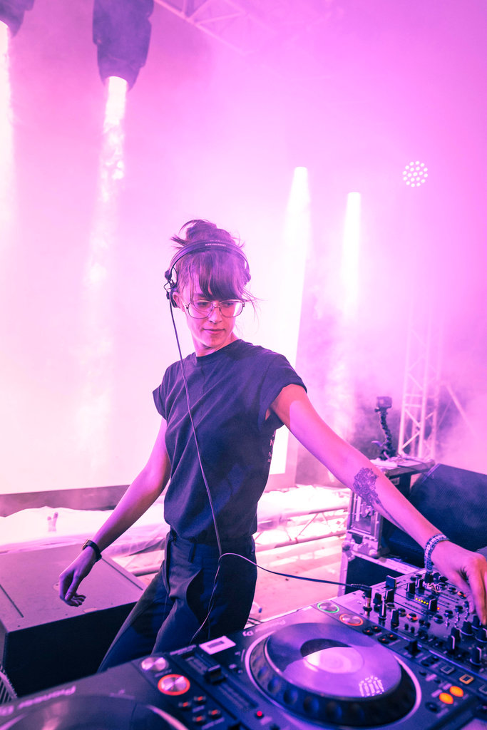 Radiance live performance in magenta light
